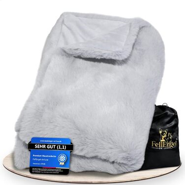 Плед для собак FellEngel de luxe® Premium, 100x70 см, веб-плюш, для собак та котів, собача лежанка, плед для тварин, ідеально для авто, дивана, прання (Cashmere Gray)