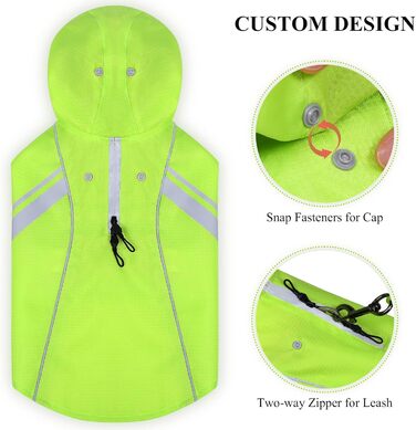 Дощовик для собак VIVAGLORY, жовтий, розмір M (обхват грудей 55.9-66 см), водонепроникний, з підкладкою, для зими