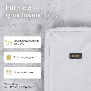 Плед для собак FellEngel de luxe® Premium, 100x70 см, веб-плюш, для собак та котів, собача лежанка, плед для тварин, ідеально для авто, дивана, прання (Cashmere Gray)