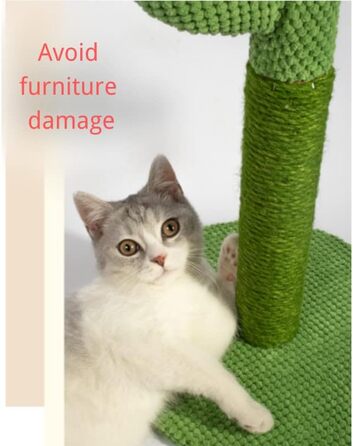 Котячий когтетоп-кактус: стабільний, з натурального сизалю, 30x60 см, зелений