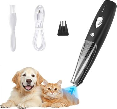 Триммер для собак OFFCUP: Безшумна машинка для стрижки з пилососом, для догляду за лапами, обличчям та вухами. Підходить для собак та котів. Акумуляторний триммер для домашнього грумінгу.