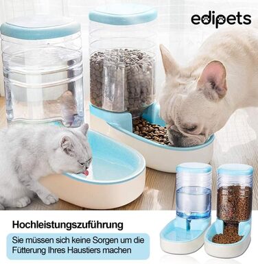 Edipets автоматична кормушка та поїлка для котів і собак, 2 шт, 3,8 л, синя