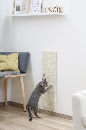 Кігтеточка для котів KERBL Kevin, настінна, 80x28 см, дерево та сизаль, бежева