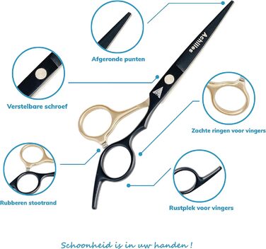 Професійний набір ножиць для собак Achilles 6 дюймів - чорний та золотий