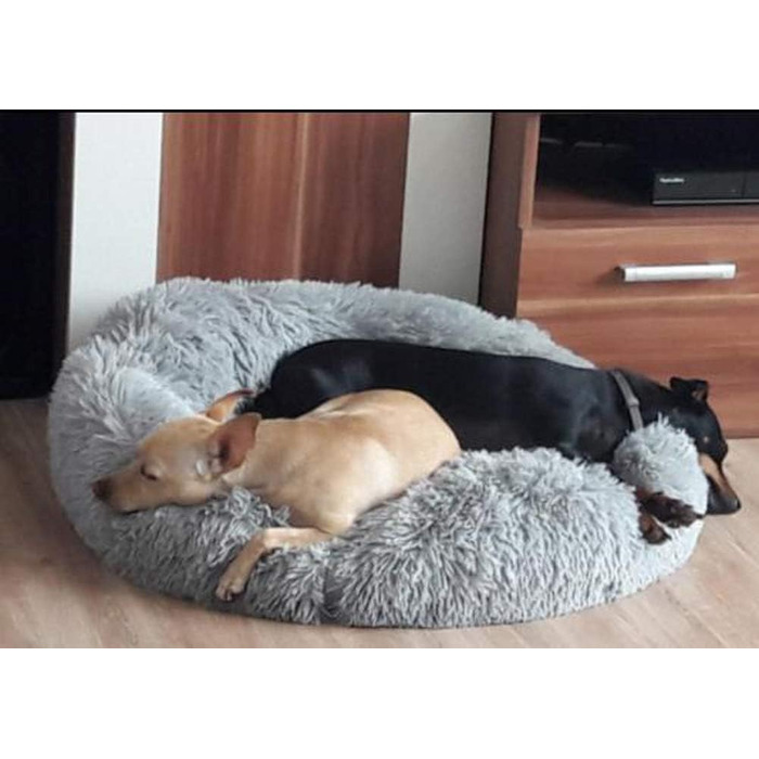 Кругле ліжко для собак ZINN, м'яке, миється, велике, світло-сіре, розмір M (70 см)