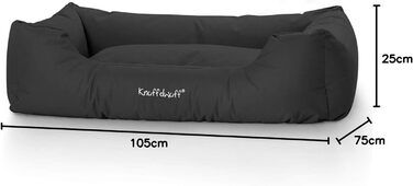 Ліжко для собак Knuffelwuff Finlay XL з нейлону, чорне, 105х75 см – знімний чохол, високі борти, легке у догляді, для великих, середніх і малих собак