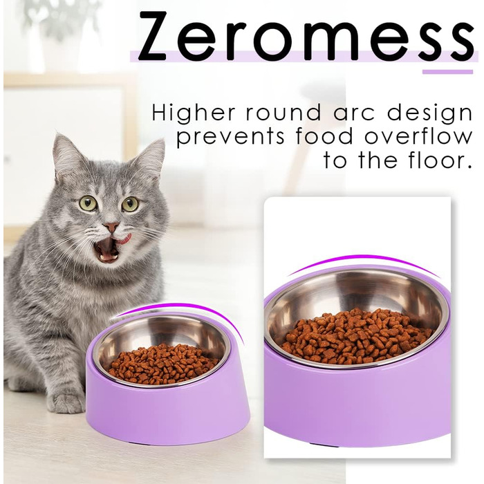 Нахилений годівниця для собак та котів SuperDesign 15°, піднята годівниця, миска для тварин з антиковзним підставою з меламіну, м'ятно-зелений (фіолетовий, M)