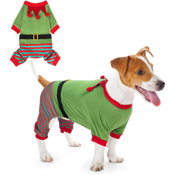 Світер для собак SCENEREAL на Новий Рік, костюм ельфа для собак великих, середніх та маленьких порід, теплий зимовий одяг для цуценят, святковий набір (червоний, однотонний, Small/Medium)