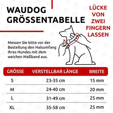 Водонепроникний нашийник для собак WAUDOG, регульований, для великих, середніх та маленьких собак, металевий замок, 31-49 см, 25 мм