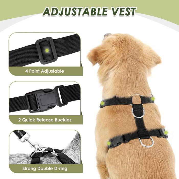 Жилет для собак Nasus Vest-Hundegeschirr з авторемнем, чорний, X-Small