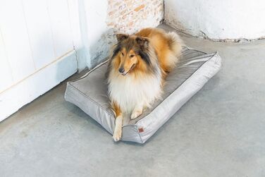 Подушка для собак Lotte Nalino, велюр, сіра, 100x70x15 см