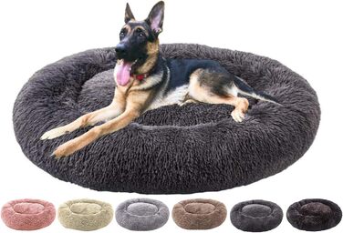 М'яке кругле ліжко для собак та котів. Кругле ліжко-бублик для середніх собак та котів, м'яке та тепле, Ø 60 см, темно-сірий колір