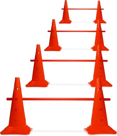 Набір перешкод для аджиліті Sportikel24 (4 шт.) – 50 см, з штангами 100 см – для собак, коней, дітей – червоний