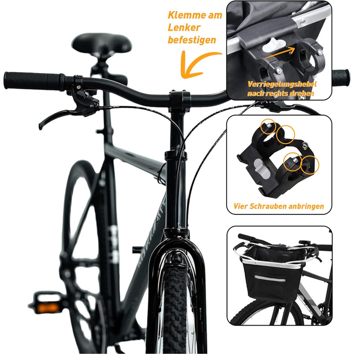 Складаний водонепроникний велосипедний кошик Lemondo – алюмінієвий кошик на кермо з подвійними ручками, 35,5 x 24,5 x 25 см, для покупок, пікніків, транспортування домашніх тварин, аксесуари для велосипеда
