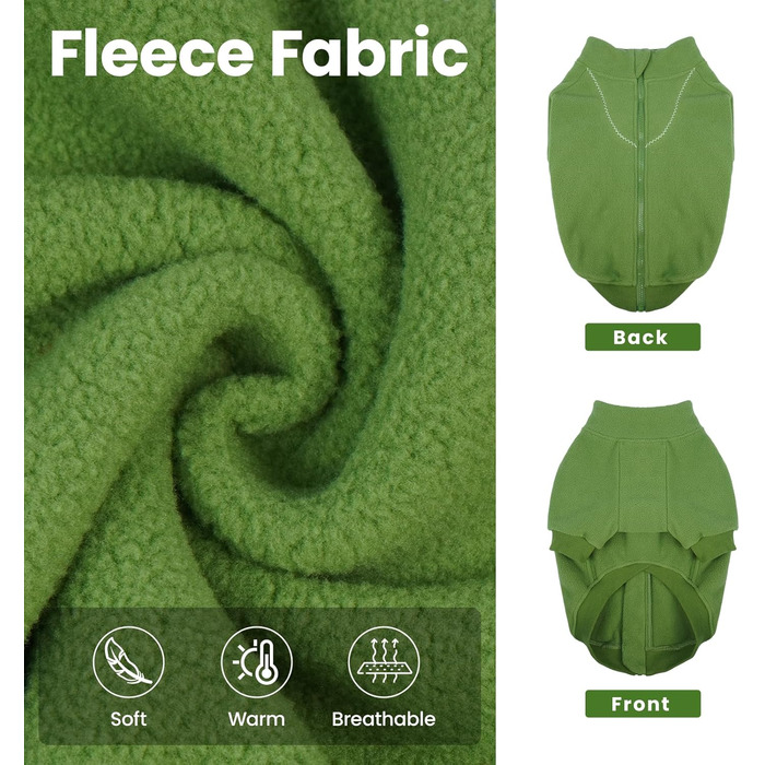 Теплий пуловер Lelepet для собак на блискавці, флісовий халат, одяг для цуценят, одяг для великих собак, теплий халат для домашніх тварин, зелений, XL