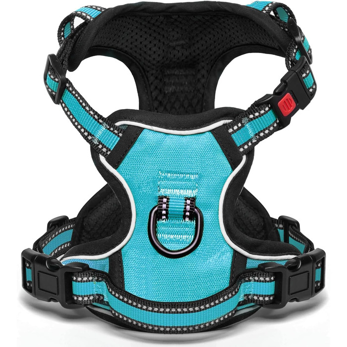 Нашийник для собак BaoCheng Anti Pull: безпечний, дихаючий, з 3 пряжками, для малих, середніх та великих собак, світловідбиваючий (темно-зелений, небесно-блакитний)