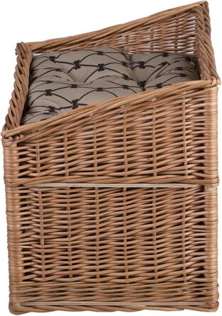 Двоярусна котяча хатинка з плетіння з лози, котячий кошик, хатинка для котів з подушкою та вікном (бежевий, натуральний)