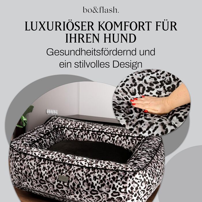 bo&flash Hundebett Boise 'Claudelle' - зручне ліжко для собак, розмір L - ліжко-софа для маленьких та великих собак, дизайн з можливістю прання, захищає суглоби, з антиковзким покриттям, Claudelle