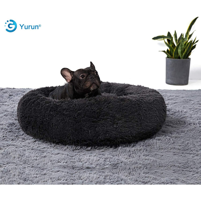 Кругле ліжко для собак та котів Donut, 40 см, чорного кольору. Знімний, пральний чохол, 8 кольорів та 9 розмірів на вибір.