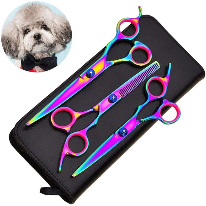 Набір для стрижки тварин QUNINE: професійні ножиці для стрижки собак та котів, 7-дюймові ножиці для фінальної обробки, нержавіюча сталь