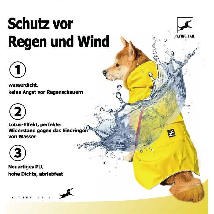Жовтий дощовик для собак не стягується, м'який, з відбиваючими елементами, регульований, легко одягається, отвір для повідка, S-XXXXXL, XXL