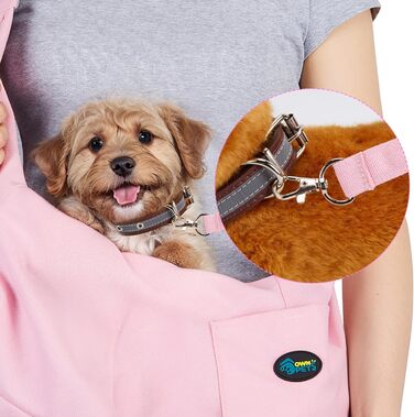 Сумка-переноска для собак Ownpets до 11 кг, рожевий, регульований ремінь, 30×33 см