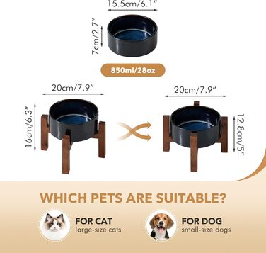 Керамічна годівниця та миска для води Havnina для собак маленьких порід, з неслизьким дном (800 мл, арктичний білий)