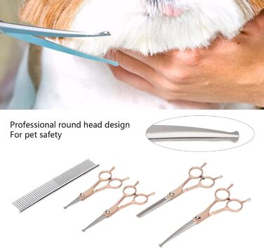 Набір професійних собачих ножиць для грумінгу (5 шт.) з нержавіючої сталі, золотий колір, для собак та котів