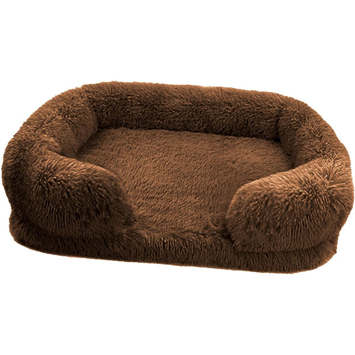 М'яке собаче ліжко, миється, для великих, середніх та маленьких тварин, з антиковзною основою, знімний чохол, розмір S (40 x 30 x 12 см), колір: темно-кава
