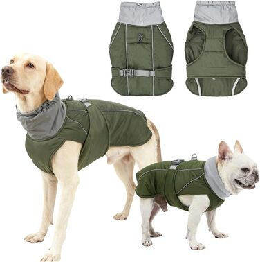 Зимова куртка для собак, водонепроникна та вітронепроникна, з підкладкою з флісу, D-кільце, світловідбиваючі елементи (L)