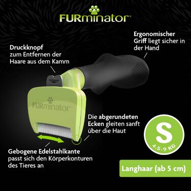 FURminator для собак малого розміру з довгою шерстю - інструмент для видалення підшерстка, версія 2.0