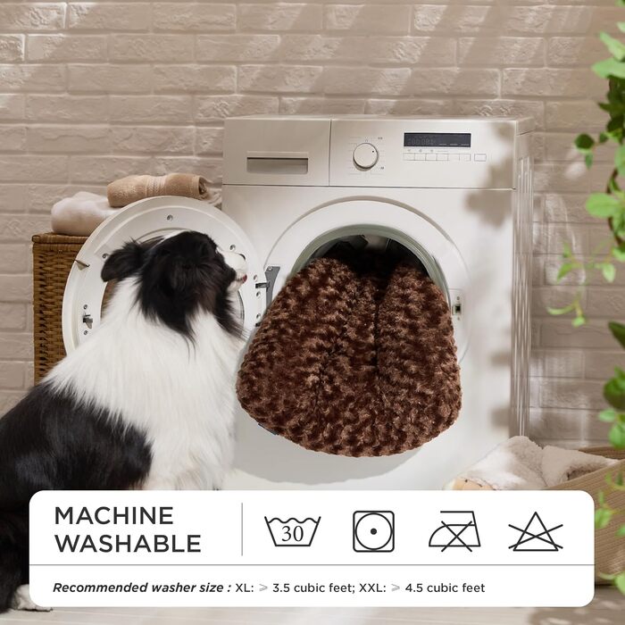 Крісло-лежанка для собак середніх порід BEDSURE - миюче, 71x50x7 см, м'яке, з антиковзною основою (84x54x7 см, Коричневе)