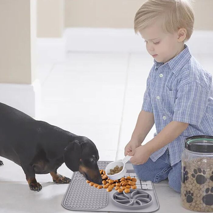 Килимок для собак - лижучий килимок, килимок для собак, килимок для цуценят, килимок для годування собак з силікону, миска для собак з кормом Gray