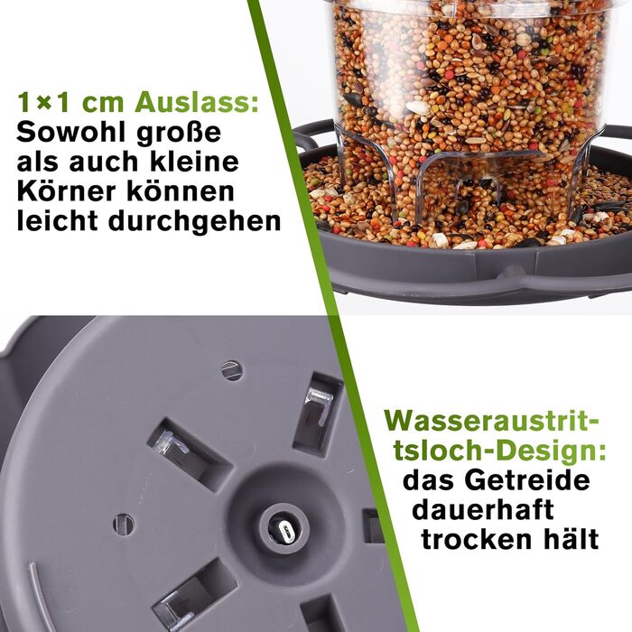 Кормушка для птахів на підвіску, 820мл, сіра. Складана годівниця для птахів, вологостійка, з пластику, для балкона та саду