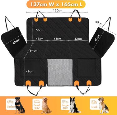 Захисний килимок на заднє сидіння автомобіля для собак, водовідштовхуючий, антикіготок, з жорстким каркасом, для авто, SUV, вантажівки