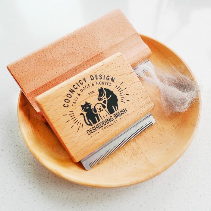 Щітка для собак з дерев'яною ручкою, для котів, видалення підшерстка, жовта, Small