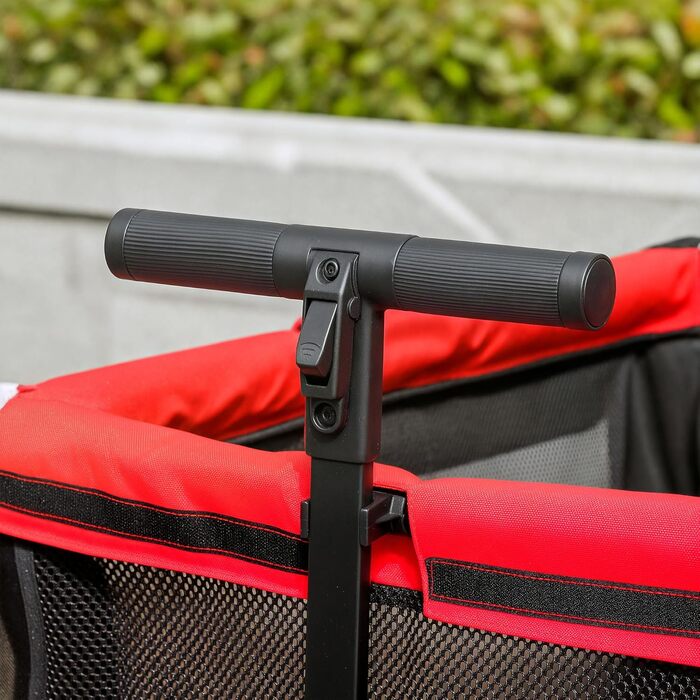 PawHut 2-в-1 візок для собак та котів, розкладний, до 30 кг, з подушкою, сітковими віконцями, 2 дверима та сумкою для зберігання (Червоний)