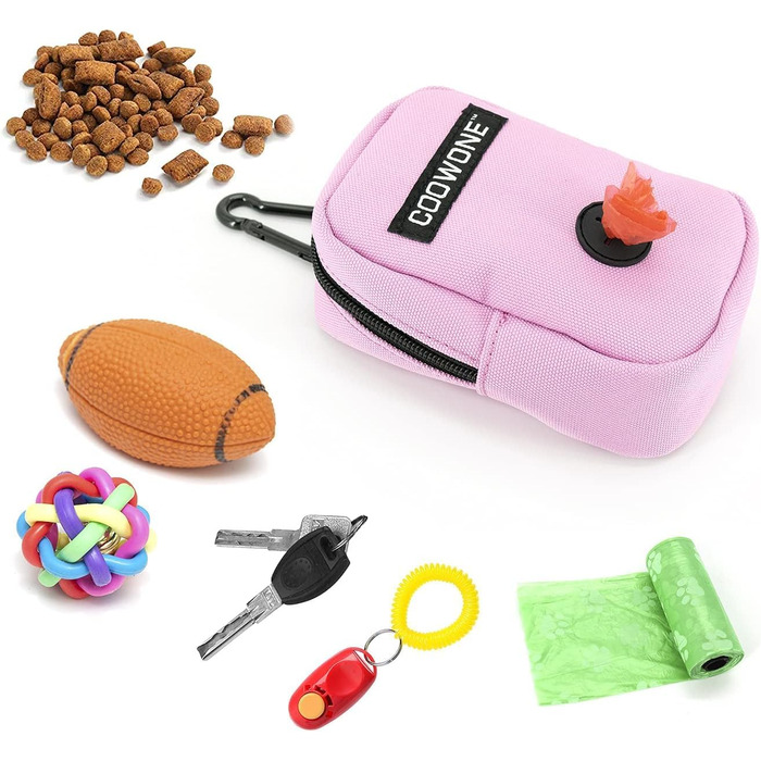 Сумка для ласощів та пакетиків для вигулу собак COOWONE, рожевий колір, з дозатором пакетиків