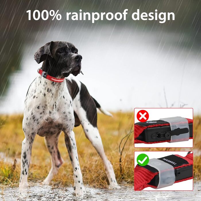 Світлодіодне нашийник для собак Masbrill, світловідбиваючий, водонепроникний, регульований, з 3 світлодіодами, для малих, середніх та великих собак, червоний, L