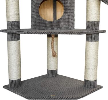 Драбина-кіготь для котів Bontoy Betty Pro сірого кольору, 65x65x176 см, з 12 см сизалевих стовпів, великий будиночок для котів, підходить для великих котів, стабільна