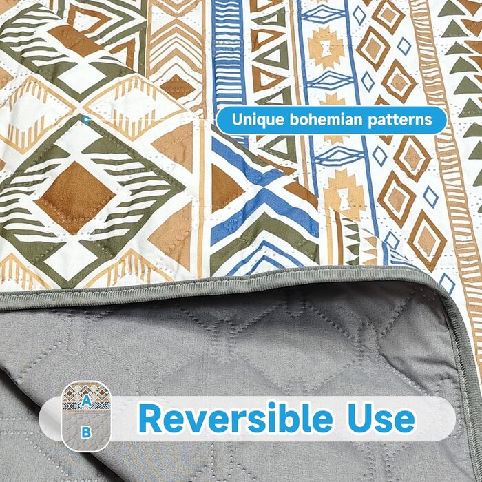 Водонепроникний двосторонній килимок для собак YOSEPATI, 178 x 76 см, бежевий з візерунком медальйон, для собак, котів, дітей, зручний для диванів та меблів, легко миється