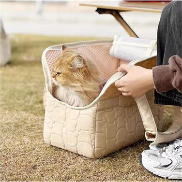 Автокрісло для собак - переноска для маленьких собак, автотранспортування, сумка-переноска, сумка через плече, автокрісло для собак (Сірий, L 41x30x18 см)