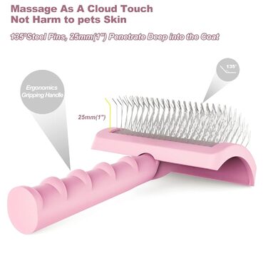 Щітка для собак з довгою шерстю, для котів та собак з короткою шерстю, масажна щітка для догляду за шерстю (Рожева)