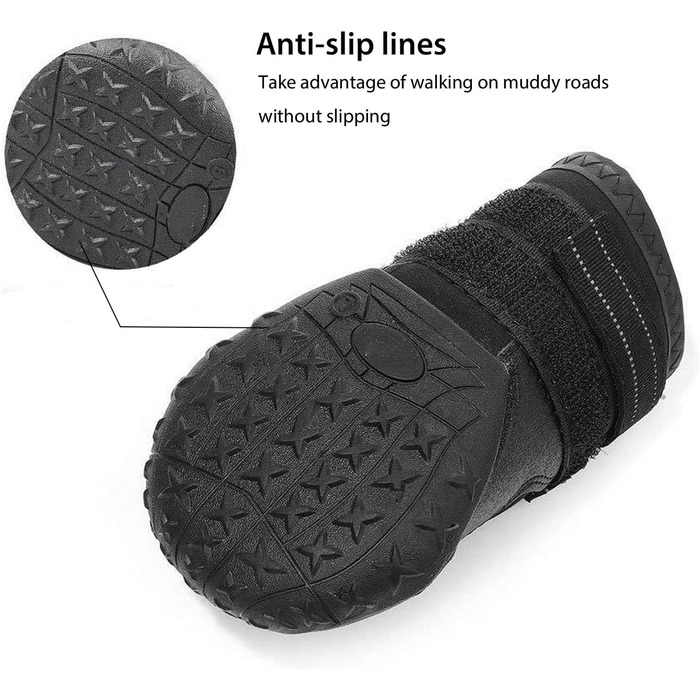 PETCUTE: Чорні захисні чоботи для собак, 4 шт. - дихаючі, водонепроникні, неслизькі. Підходять для малих, середніх та великих собак. Літні чоботи для собак, розмір 7.0*8.0 см