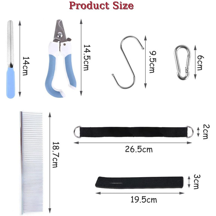 Гамак для догляду за котами та собаками 12-в-1 з гребінцем, пилочкою та кусачками для нігтів, інструмент для стрижки нігтів, купання, догляду за вухами та миття