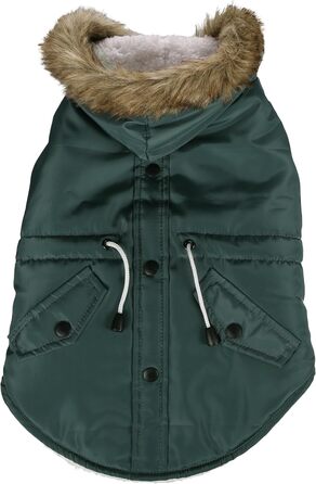 Зимовий теплий накидка для собак Flamingo Kimo – зелений, XXS (30 см), водонепроникний, флісова підкладка, капюшон, липучка, отвір для шлейки