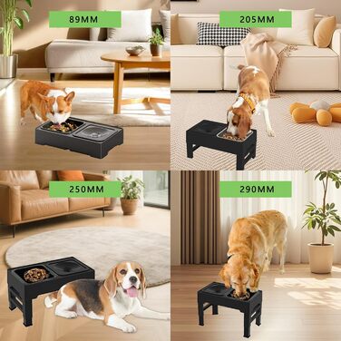 Підвищений годівниця для собак з регульованою висотою, 1600 мл, нержавіюча сталь, антизадушливий та повільне годування, для собак маленьких, середніх та великих порід