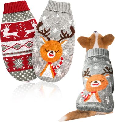 Пуловери для собак та котів на Новий рік, костюми для маленьких собак, 2 шт.