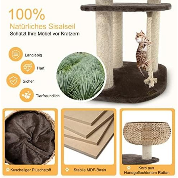 Дерево-кігтеточка для котів FANTASK з ліжками, будиночком та активностями