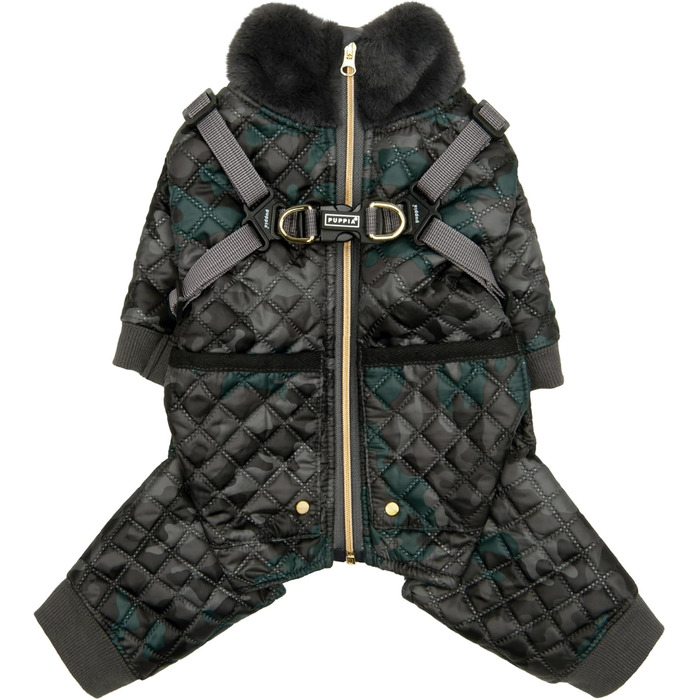 Комбінезон Puppia Bylur для собак, чорний, XL - теплий, з інтегрованим шлейкою